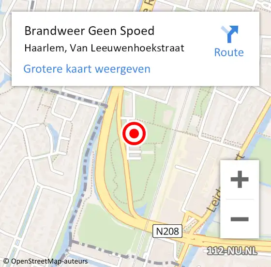 Locatie op kaart van de 112 melding: Brandweer Geen Spoed Naar Haarlem, Van Leeuwenhoekstraat op 26 september 2024 10:42