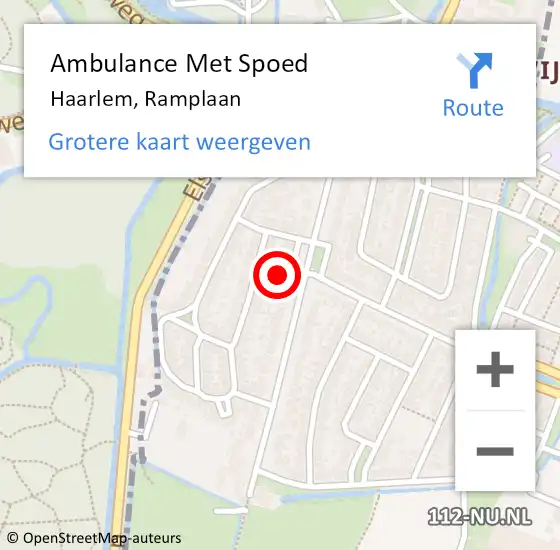 Locatie op kaart van de 112 melding: Ambulance Met Spoed Naar Haarlem, Ramplaan op 26 september 2024 11:02