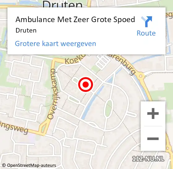 Locatie op kaart van de 112 melding: Ambulance Met Zeer Grote Spoed Naar Druten op 26 september 2024 11:06