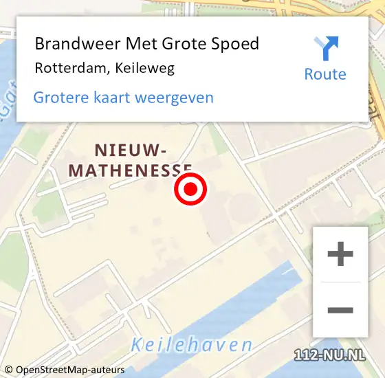 Locatie op kaart van de 112 melding: Brandweer Met Grote Spoed Naar Rotterdam, Keileweg op 26 september 2024 11:56