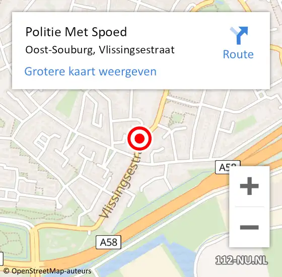 Locatie op kaart van de 112 melding: Politie Met Spoed Naar Oost-Souburg, Vlissingsestraat op 26 september 2024 11:58