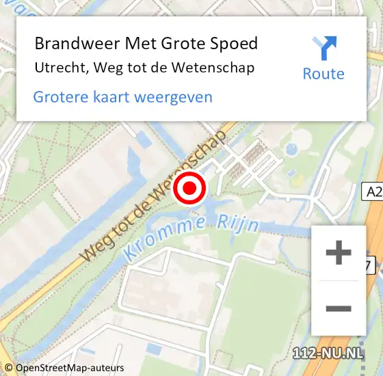 Locatie op kaart van de 112 melding: Brandweer Met Grote Spoed Naar Utrecht, Weg tot de Wetenschap op 26 september 2024 12:05