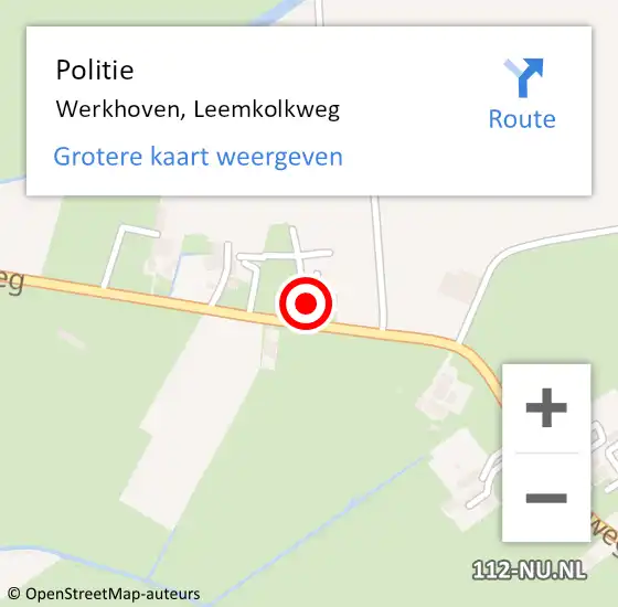 Locatie op kaart van de 112 melding: Politie Werkhoven, Leemkolkweg op 26 september 2024 12:06