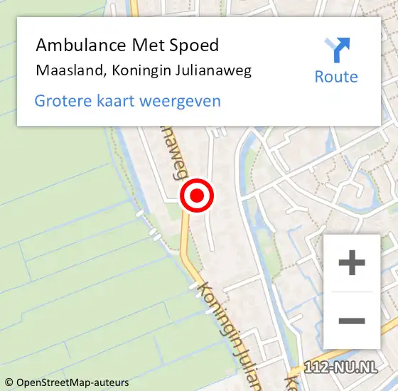 Locatie op kaart van de 112 melding: Ambulance Met Spoed Naar Maasland, Koningin Julianaweg op 26 september 2024 12:08