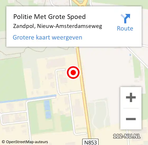 Locatie op kaart van de 112 melding: Politie Met Grote Spoed Naar Zandpol, Nieuw-Amsterdamseweg op 26 september 2024 12:19