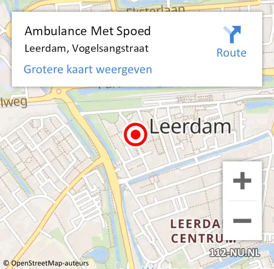 Locatie op kaart van de 112 melding: Ambulance Met Spoed Naar Leerdam, Vogelsangstraat op 26 september 2024 12:22