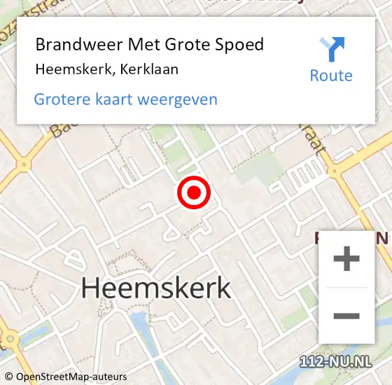 Locatie op kaart van de 112 melding: Brandweer Met Grote Spoed Naar Heemskerk, Kerklaan op 26 september 2024 12:30