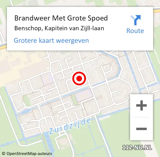 Locatie op kaart van de 112 melding: Brandweer Met Grote Spoed Naar Benschop, Kapitein van Zijll-laan op 26 september 2024 12:49