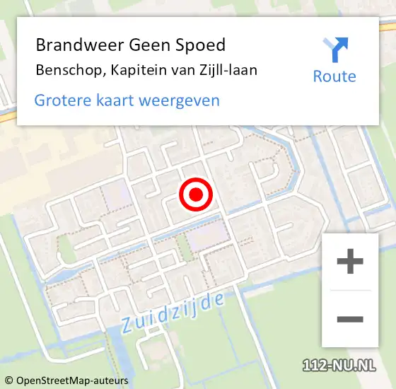 Locatie op kaart van de 112 melding: Brandweer Geen Spoed Naar Benschop, Kapitein van Zijll-laan op 26 september 2024 12:51