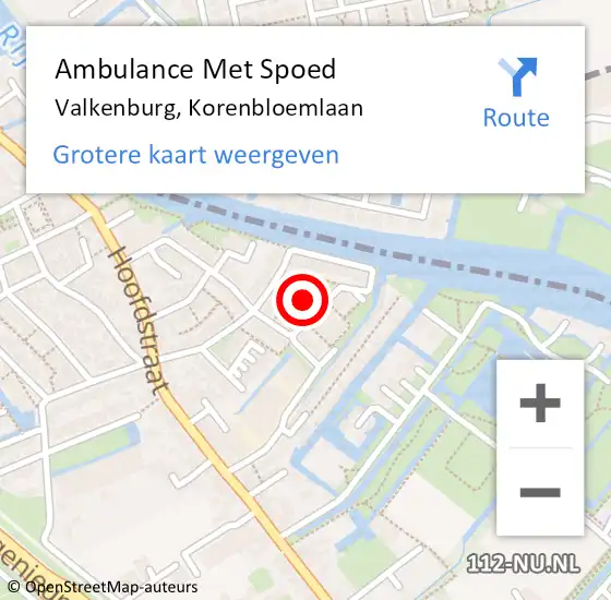 Locatie op kaart van de 112 melding: Ambulance Met Spoed Naar Valkenburg, Korenbloemlaan op 26 september 2024 12:54