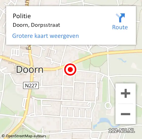 Locatie op kaart van de 112 melding: Politie Doorn, Dorpsstraat op 26 september 2024 12:56