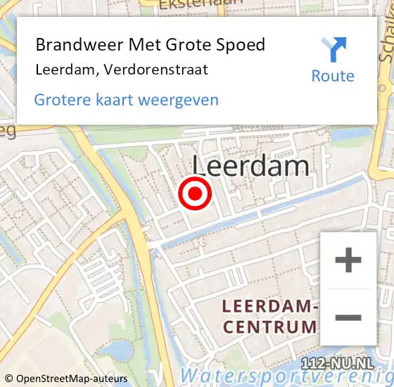 Locatie op kaart van de 112 melding: Brandweer Met Grote Spoed Naar Leerdam, Verdorenstraat op 26 september 2024 12:59