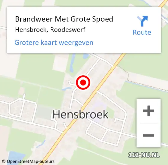 Locatie op kaart van de 112 melding: Brandweer Met Grote Spoed Naar Hensbroek, Roodeswerf op 26 september 2024 13:06