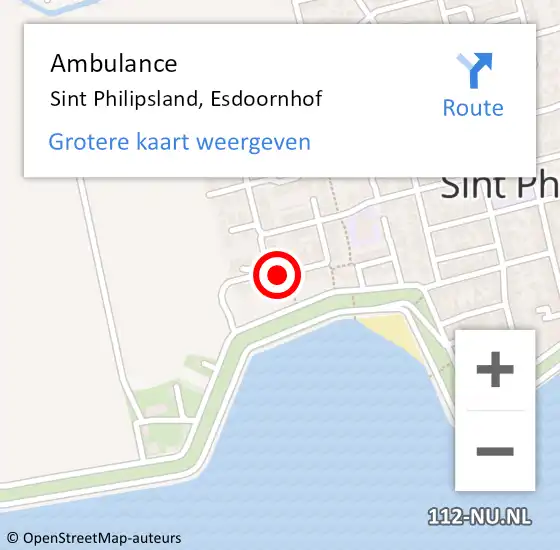 Locatie op kaart van de 112 melding: Ambulance Sint Philipsland, Esdoornhof op 21 oktober 2014 12:45