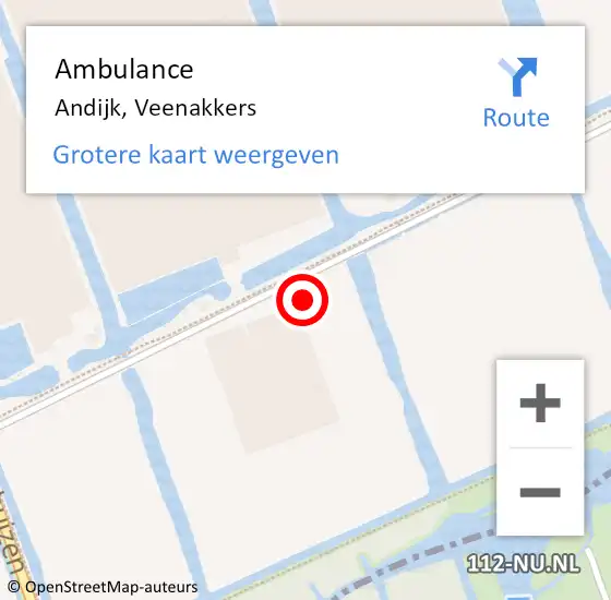 Locatie op kaart van de 112 melding: Ambulance Andijk, Veenakkers op 26 september 2024 13:09