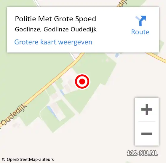 Locatie op kaart van de 112 melding: Politie Met Grote Spoed Naar Godlinze, Godlinze Oudedijk op 26 september 2024 13:40