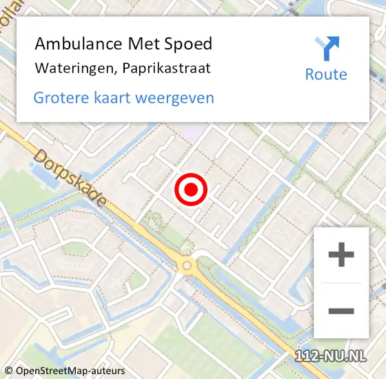 Locatie op kaart van de 112 melding: Ambulance Met Spoed Naar Wateringen, Paprikastraat op 26 september 2024 13:41