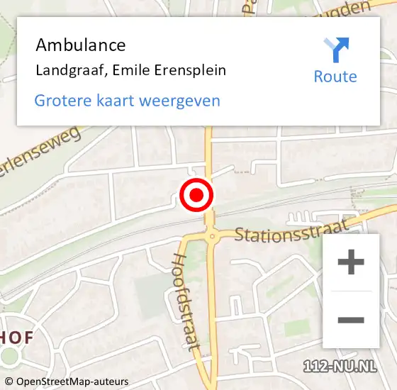 Locatie op kaart van de 112 melding: Ambulance Landgraaf, Emile Erensplein op 21 oktober 2014 12:50