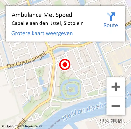 Locatie op kaart van de 112 melding: Ambulance Met Spoed Naar Capelle aan den IJssel, Slotplein op 26 september 2024 14:09