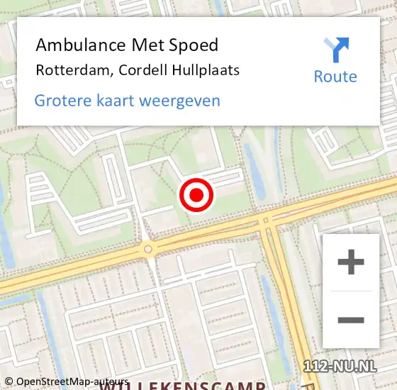 Locatie op kaart van de 112 melding: Ambulance Met Spoed Naar Rotterdam, Cordell Hullplaats op 26 september 2024 14:09