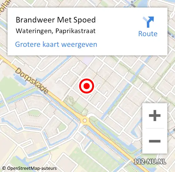 Locatie op kaart van de 112 melding: Brandweer Met Spoed Naar Wateringen, Paprikastraat op 26 september 2024 14:19