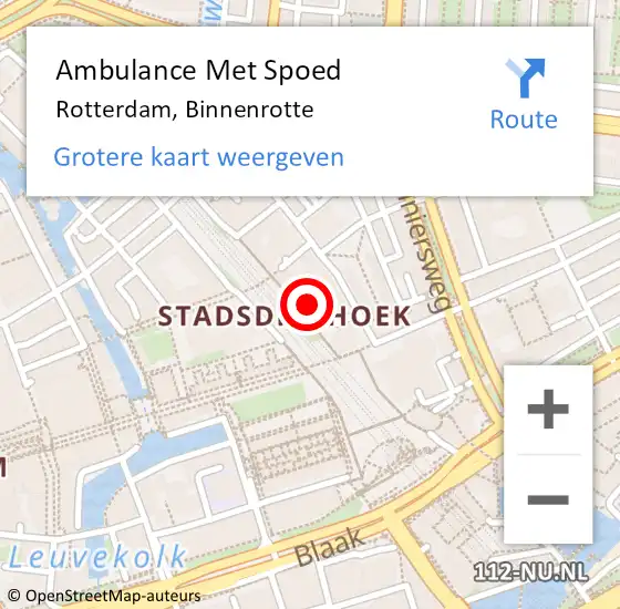 Locatie op kaart van de 112 melding: Ambulance Met Spoed Naar Rotterdam, Binnenrotte op 26 september 2024 14:30