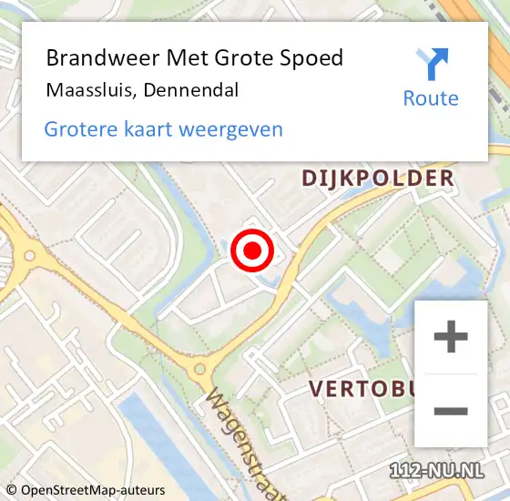 Locatie op kaart van de 112 melding: Brandweer Met Grote Spoed Naar Maassluis, Dennendal op 26 september 2024 14:42