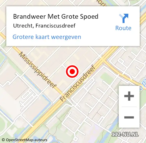 Locatie op kaart van de 112 melding: Brandweer Met Grote Spoed Naar Utrecht, Franciscusdreef op 26 september 2024 14:46