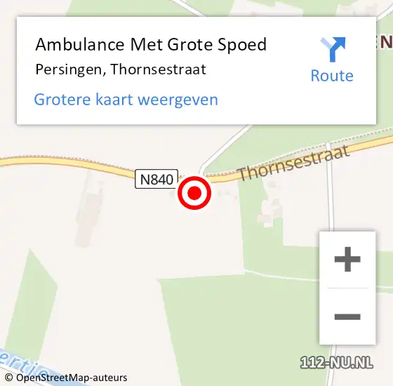 Locatie op kaart van de 112 melding: Ambulance Met Grote Spoed Naar Persingen, Thornsestraat op 21 oktober 2014 12:57