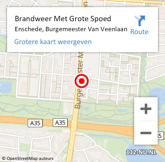 Locatie op kaart van de 112 melding: Brandweer Met Grote Spoed Naar Enschede, Burgemeester Van Veenlaan op 26 september 2024 14:49