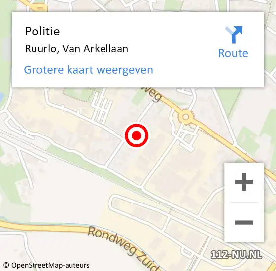 Locatie op kaart van de 112 melding: Politie Ruurlo, Van Arkellaan op 26 september 2024 15:02