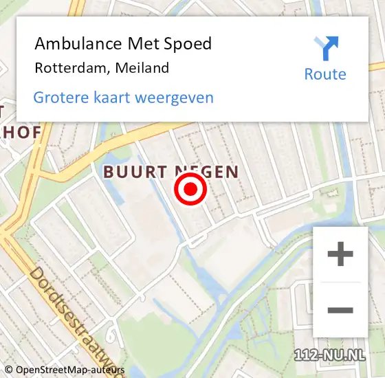 Locatie op kaart van de 112 melding: Ambulance Met Spoed Naar Rotterdam, Meiland op 26 september 2024 15:07