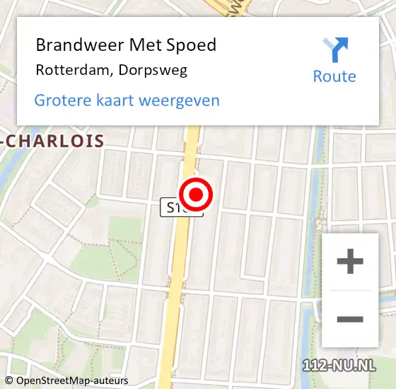 Locatie op kaart van de 112 melding: Brandweer Met Spoed Naar Rotterdam, Dorpsweg op 26 september 2024 15:08