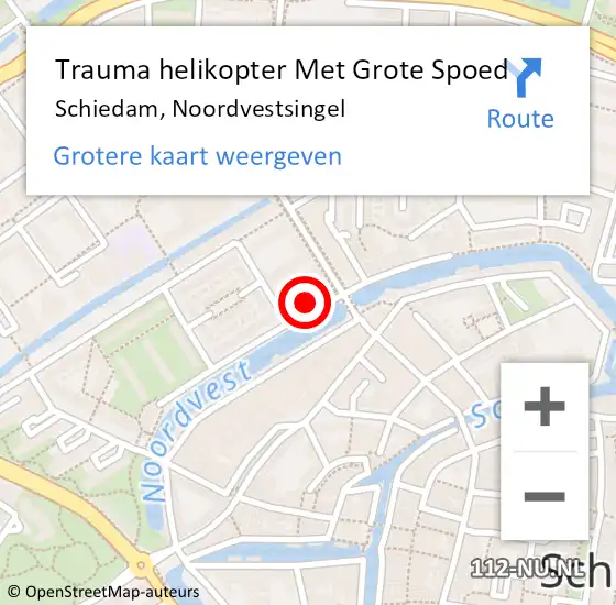 Locatie op kaart van de 112 melding: Trauma helikopter Met Grote Spoed Naar Schiedam, Noordvestsingel op 26 september 2024 15:22