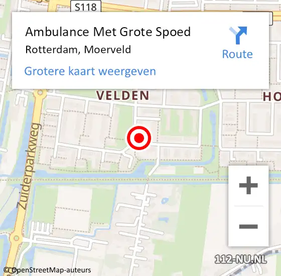 Locatie op kaart van de 112 melding: Ambulance Met Grote Spoed Naar Rotterdam, Moerveld op 26 september 2024 15:33