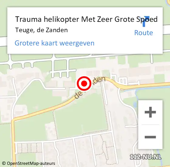 Locatie op kaart van de 112 melding: Trauma helikopter Met Zeer Grote Spoed Naar Teuge, de Zanden op 26 september 2024 16:03