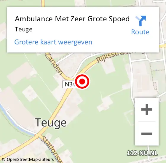 Locatie op kaart van de 112 melding: Ambulance Met Zeer Grote Spoed Naar Teuge op 26 september 2024 16:07