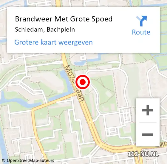 Locatie op kaart van de 112 melding: Brandweer Met Grote Spoed Naar Schiedam, Bachplein op 26 september 2024 16:28