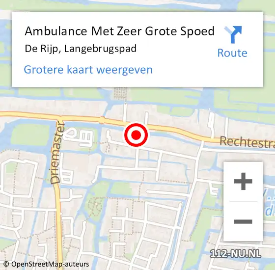 Locatie op kaart van de 112 melding: Ambulance Met Zeer Grote Spoed Naar De Rijp, Langebrugspad op 26 september 2024 16:31