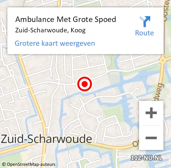 Locatie op kaart van de 112 melding: Ambulance Met Grote Spoed Naar Zuid-Scharwoude, Koog op 26 september 2024 16:34