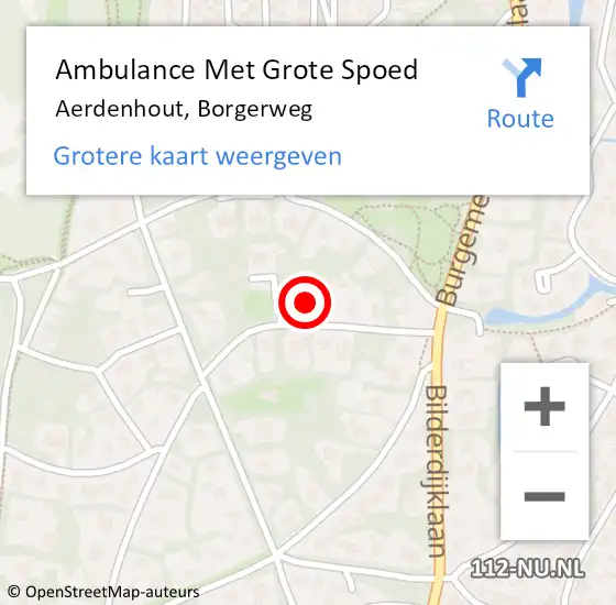 Locatie op kaart van de 112 melding: Ambulance Met Grote Spoed Naar Aerdenhout, Borgerweg op 26 september 2024 16:40