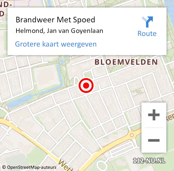 Locatie op kaart van de 112 melding: Brandweer Met Spoed Naar Helmond, Jan van Goyenlaan op 26 september 2024 16:44