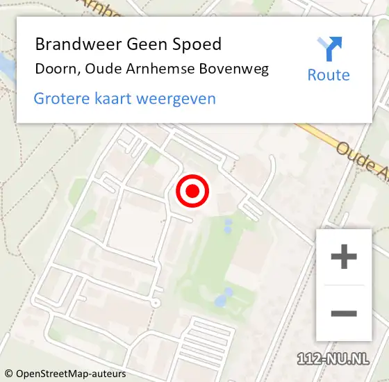 Locatie op kaart van de 112 melding: Brandweer Geen Spoed Naar Doorn, Oude Arnhemse Bovenweg op 26 september 2024 16:45