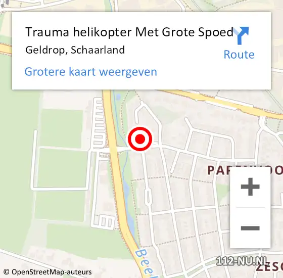 Locatie op kaart van de 112 melding: Trauma helikopter Met Grote Spoed Naar Geldrop, Schaarland op 26 september 2024 17:03