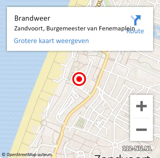 Locatie op kaart van de 112 melding: Brandweer Zandvoort, Burgemeester van Fenemaplein op 26 september 2024 17:14