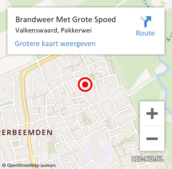 Locatie op kaart van de 112 melding: Brandweer Met Grote Spoed Naar Valkenswaard, Pakkerwei op 26 september 2024 17:16