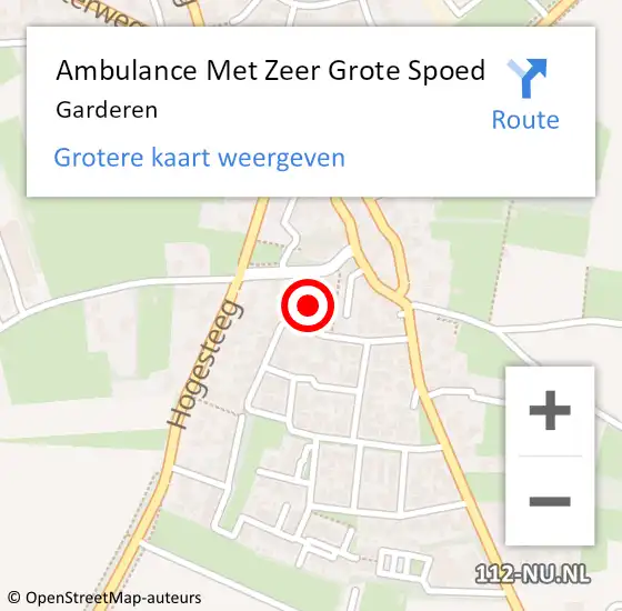 Locatie op kaart van de 112 melding: Ambulance Met Zeer Grote Spoed Naar Garderen op 26 september 2024 17:23