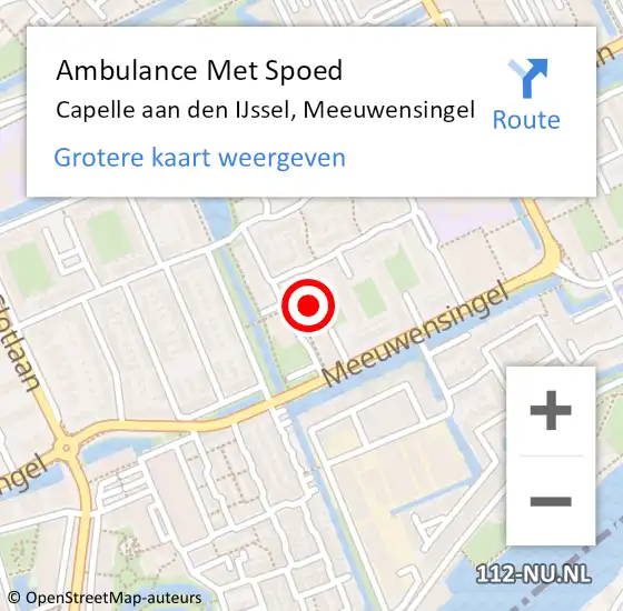 Locatie op kaart van de 112 melding: Ambulance Met Spoed Naar Capelle aan den IJssel, Meeuwensingel op 26 september 2024 17:34