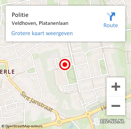 Locatie op kaart van de 112 melding: Politie Veldhoven, Platanenlaan op 26 september 2024 17:40