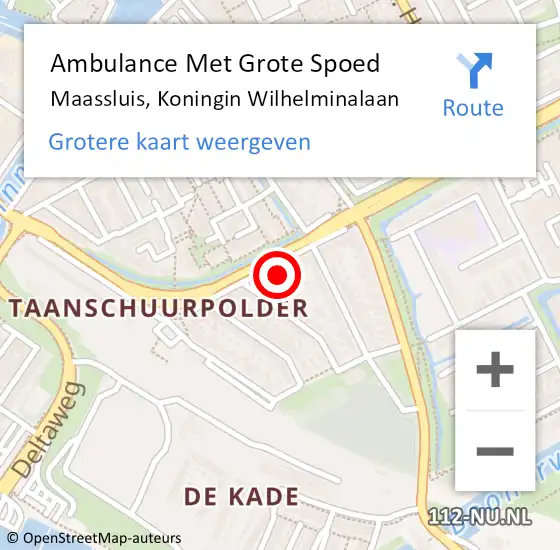 Locatie op kaart van de 112 melding: Ambulance Met Grote Spoed Naar Maassluis, Koningin Wilhelminalaan op 26 september 2024 17:42